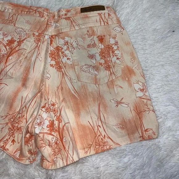 Bill Blass Vintage Orange Floral Butterfly Print 90’s Mom Short size 14 Western - Picture 5 of 7
